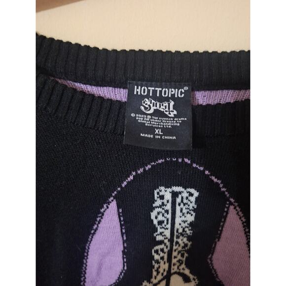 Hot Topic 2023 Purple & Black Ghost Band  Sweater Size XL Halloween Goth - Picture 7 of 7